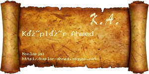 Káplár Ahmed névjegykártya